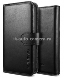 Кожаный чехол для iPhone 5 / 5S SGP Leather Wallet Case Valentinus, цвет black (SGP09524)