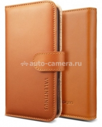 Кожаный чехол для iPhone 5 / 5S SGP Leather Wallet Case Valentinus, цвет light brown (SGP09525)