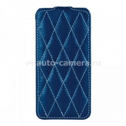 Кожаный чехол для iPhone 5 / 5S Vetti Craft Slimflip Diamond Series, цвет dark blue lychee (IPO5SFDS110104)
