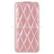 Кожаный чехол для iPhone 5 / 5S Vetti Craft Slimflip Diamond Series, цвет pink lychee (IPO5SFDS110107)