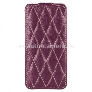 Кожаный чехол для iPhone 5 / 5S Vetti Craft Slimflip Diamond Series, цвет purple lychee (IPO5SFDS110108)