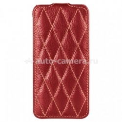 Кожаный чехол для iPhone 5 / 5S Vetti Craft Slimflip Diamond Series, цвет red lychee (IPO5SFDS110109)