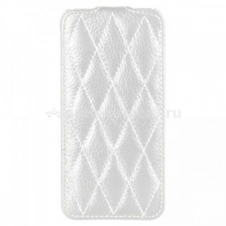 Кожаный чехол для iPhone 5 / 5S Vetti Craft Slimflip Diamond Series, цвет white lychee (IPO5SFDS110110)