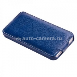 Кожаный чехол для iPhone 5 / 5S Vetti Craft Slimflip Normal Series, цвет dark blue lychee (IPO5SFNS110104)