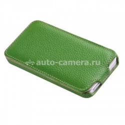 Кожаный чехол для iPhone 5 / 5S Vetti Craft Slimflip Normal Series, цвет green lychee (IPO5SFNS110105)