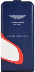 Кожаный чехол для iPhone 5C Aston Martin Racing flip case with car mouth, цвет blue/white (SMFCIP5CD062), цвет blue/white (SMFCIP5CD062)