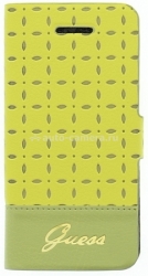 Кожаный чехол для iPhone 5C GUESS GIANINA Booktype, цвет yellow (GUFLBKPMPEY)