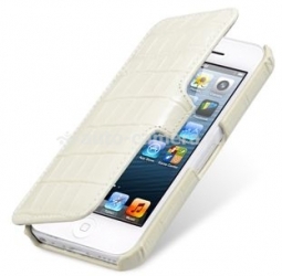 Кожаный чехол для iPhone 5C Melkco Leather Case Booka Type Crocodile Print Pattern, цвет White