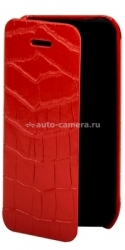 Кожаный чехол для iPhone 5C Melkco Leather Case Face Cover Book Type Crocodile Print Pattern, цвет red