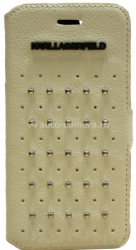 Кожаный чехол для iPhone 6 Karl Lagerfeld Trendy Booktype, цвет White (KLFLHP6TRSW)