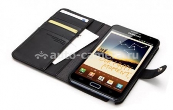 Кожаный чехол для Samsung Galaxy Note SGP Valentinus, цвет черный (SGP08513)