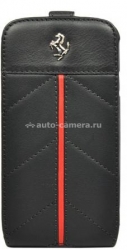 Кожаный чехол для Samsung Galaxy S3 (i9300) Ferrari Flip California, цвет черный с красным (FECFFLGS3B)
