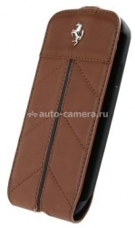 Кожаный чехол для Samsung Galaxy S3 (i9300) Ferrari Flip California, цвет коричневый (FECFFLGS3KA)