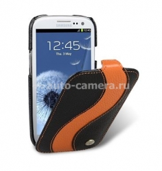 Кожаный чехол для Samsung Galaxy S3 (i9300) Melkco Special Edition Jacka Type, цвет black/orange