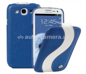 Кожаный чехол для Samsung Galaxy S3 (i9300) Melkco Special Edition Jacka Type, цвет blue/white
