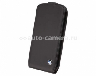 Кожаный чехол для Samsung Galaxy S4 BMW Signature Flip, цвет чехла Black (BMFLS4LB)