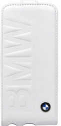 Кожаный чехол для Samsung Galaxy S4 Mini BMW Logo Signature Flip, цвет White (BMFLS4MLOW)