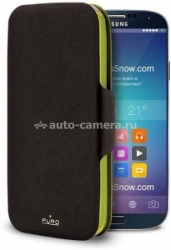 Кожаный чехол для Samsung Galaxy S5 PURO Eco-Leather cover bi-color wallet, цвет Black/Green (SGS5WALLETBLK2)
