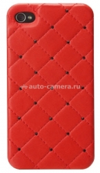 Кожаный чехол на заднюю крышку iPhone 4 и 4S iCover Leather Swarovski, цвет Red (IP4-LE-SW/R)