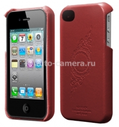 Кожаный чехол на заднюю крышку iPhone 4 и 4S SGP Genuine Leather Grip, цвет Infinity Red (SGP06921)