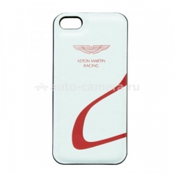 Кожаный чехол на заднюю крышку iPhone 5 / 5S Aston Martin Racing back, цвет white/red (RABAIPH5023C)