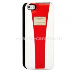 Кожаный чехол на заднюю крышку iPhone 5 / 5S Aston Martin Racing back, цвет white/red (RABAIPH5023D)