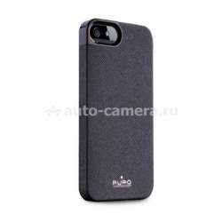 Кожаный чехол на заднюю крышку iPhone 5 / 5S PURO Eco-Leather Cover, цвет черный (IPC5BLK)