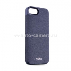 Кожаный чехол на заднюю крышку iPhone 5 / 5S PURO Eco-Leather Cover, цвет синий (IPC5BLUE)