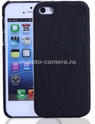 Кожаный чехол на заднюю крышку iPhone 5 / 5S SAYOO Small Croco, цвет black