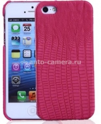 Кожаный чехол на заднюю крышку iPhone 5 / 5S SAYOO Small Croco, цвет red