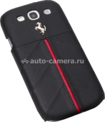 Кожаный чехол на заднюю крышку Samsung Galaxy S3 (i9300) Ferrari Hard California, цвет черный с красным (FECFGS3B)