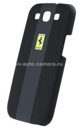 Кожаный чехол на заднюю крышку Samsung Galaxy S3 (i9300) Ferrari Hard Rubber, цвет черный (FEGTG3BL)