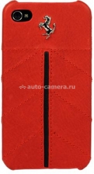 Кожаный чехол-накладка для iPhone 4 Ferrari Hard Case California Leather, цвет красный (FECFIP4R)