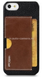 Кожаный чехол-накладка для iPhone 5 / 5S Vetti Craft Prestige Card Holder, цвет Black & Vintage Brown (IPO5LESCHBKLC2)