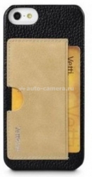 Кожаный чехол-накладка для iPhone 5 / 5S Vetti Craft Prestige Card Holder, цвет Black & Vintage Khaki (IPO5LESCHBKLC4)