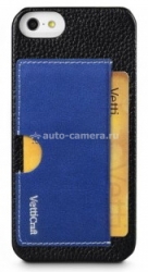Кожаный чехол-накладка для iPhone 5 / 5S Vetti Craft Prestige Card Holder, цвет Black & Vintage Shine Blue (IPO5LESCHBKLC1)