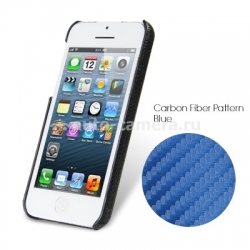 Кожаный чехол-накладка для iPhone 5C Melkco Leather Snap Cover Carbon Fiber Pattern, цвет blue