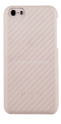 Кожаный чехол-накладка для iPhone 5C Melkco Leather Snap Cover Carbon Fiber Pattern, цвет white