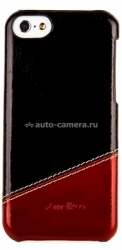 Кожаный чехол-накладка для iPhone 5C Melkco Snap Cover Mix and Match Series, цвет Vintage Black/ Vintage Red