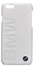 Кожаный чехол-накладка для iPhone 6 BMW Logo Signature Hard, цвет White (BMHCP6LOW)