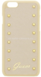 Кожаный чехол-накладка для iPhone 6 Guess Studded Hard, цвет Cream (GUHCP6SAC)