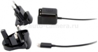 Международное сетевое зарядное устройство для iPhone 5 / 5S / 5C Griffin Powerblock Wall Charger with Lightning Connector 1A, цвет черный (GA36560)