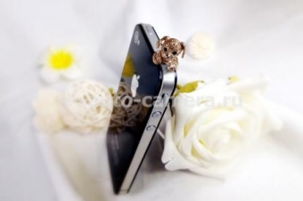 Мобильное украшение для iPhone, iPad, Samsung и HTC линия Песик, цвет rose gold
