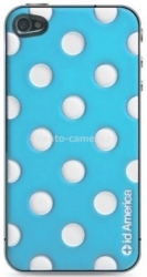 Наклейка на заднюю крышку iPhone 4 и 4S id America Cushi Dot, цвет Aqua Blue (CSI-404-BLU)