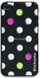 Наклейка на заднюю крышку iPhone 4 и 4S id America Cushi Dot, цвет Disco Black (CSI-404-BLK)