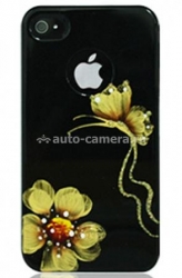 Пластиковый чехол для iPhone 4/4S iCover Butterfly, цвет Daisy Black (IP4-HP-BD/BK)