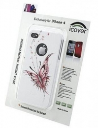 Пластиковый чехол для iPhone 4/4S iCover Happy Butterfly, цвет White (IP4-HP-HB/W)
