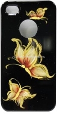 Пластиковый чехол для iPhone 4/4S iCover Pure Butterfly, цвет Black/Gold (IP4-HP/BK-PB/G)