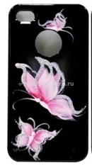 Пластиковый чехол для iPhone 4/4S iCover Pure Butterfly, цвет Black/Pink (IP4-HP/BK-PB/P)