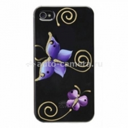 Пластиковый чехол на заднюю крышку iPhone 5 / 5S iCover Butterfly, цвет Black (IP5-HP/BK-BF/BK)